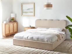 Seng med opbevaring NANTERRE Boucle Beige 180 x 200 cm