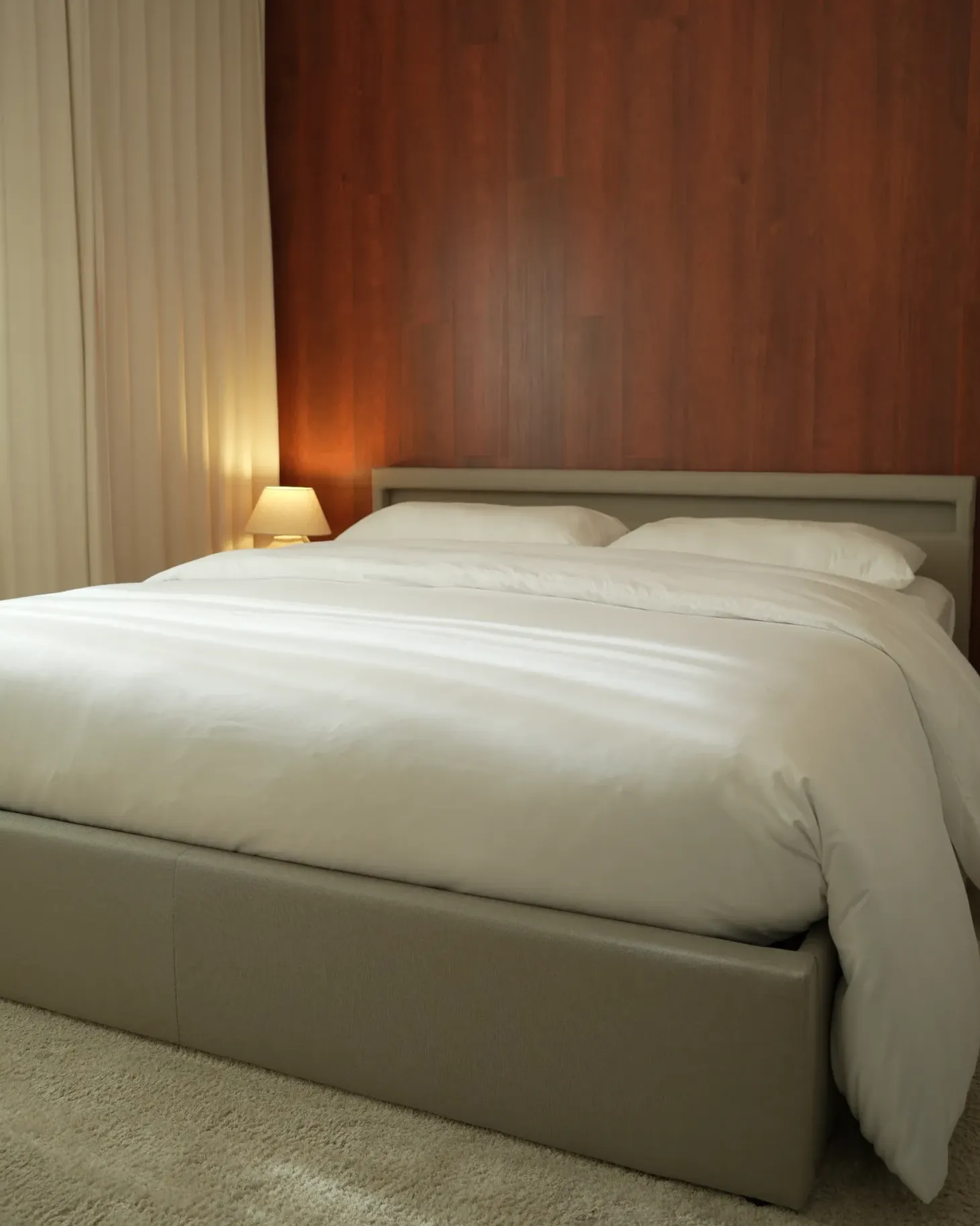 Seng med opbevaring og LED-lys ARMELLE Beige 180 x 200 cm