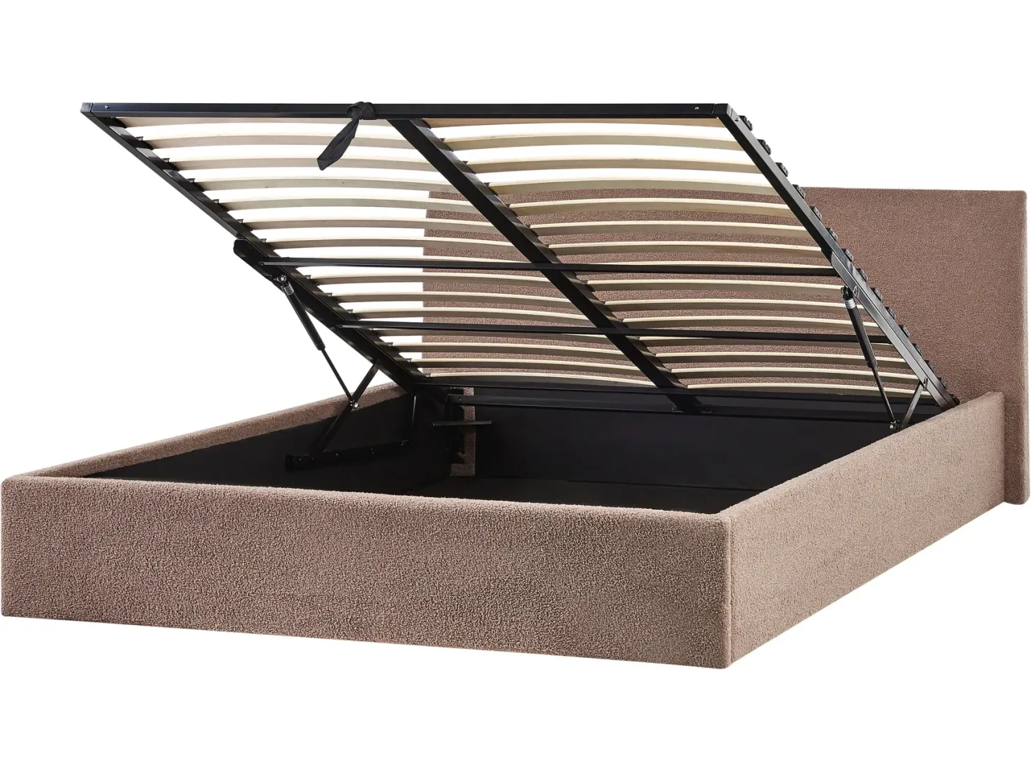 Seng med opbevaring ORBEY Boucle Brun 180 x 200 cm