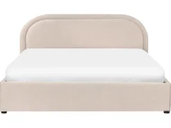 Seng med opbevaring QUILLIEN Chenille Lys Beige 160 x 200 cm