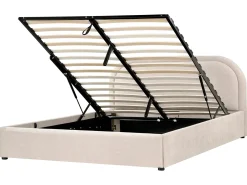 Seng med opbevaring QUILLIEN Chenille Lys Beige 160 x 200 cm