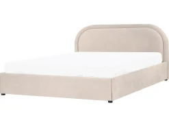 Seng med opbevaring QUILLIEN Chenille Lys Beige 160 x 200 cm