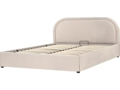 Seng med opbevaring QUILLIEN Chenille Lys Beige 160 x 200 cm