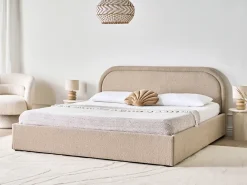 Seng med opbevaring QUILLIEN Boucle Beige 180 x 200 cm