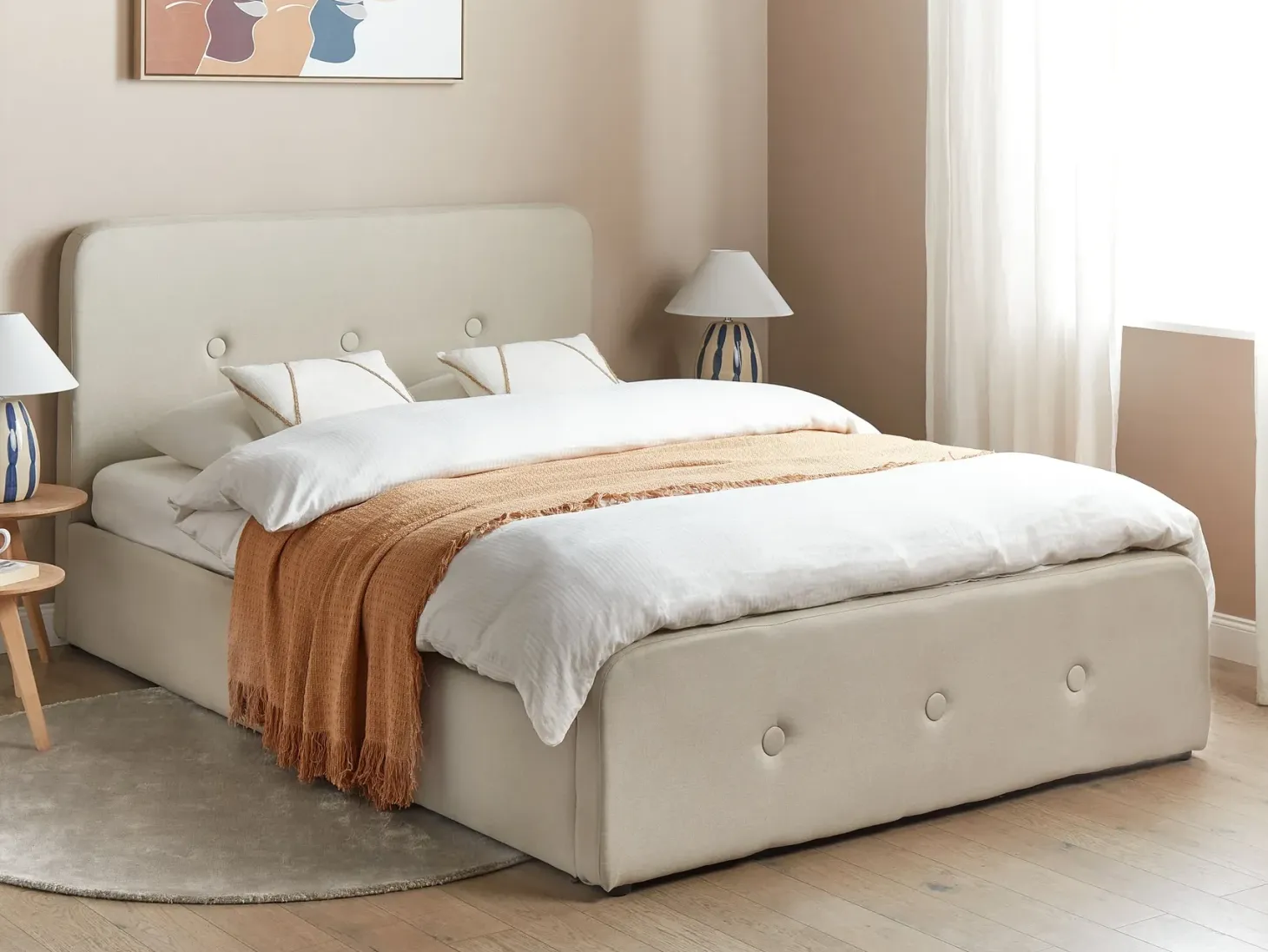 Seng med opbevaring RENNES Beige 140 x 200 cm