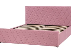 Seng med opbevaring ROCHEFORT Velour Lyserød 160 x 200 cm