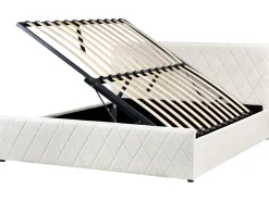 Seng med opbevaring ROCHEFORT Boucle Cremehvid 180 x 200 cm