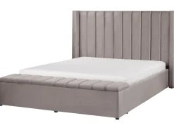 Seng med opbevaringsbænk NOYERS Velour Grå 160 x 200 cm