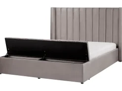 Seng med opbevaringsbænk NOYERS Velour Grå 160 x 200 cm