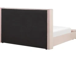 Seng med opbevaringsbænk NOYERS Velour Pastellrosa 180 x 200 cm