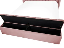 Seng med opbevaringsbænk NOYERS Velour Lyserød 140 x 200 cm