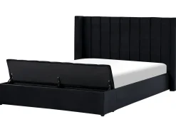Seng med opbevaringsbænk NOYERS Velour Sort 180 x 200 cm