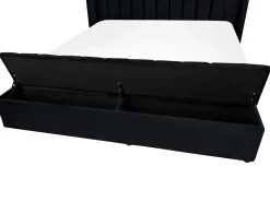 Seng med opbevaringsbænk NOYERS Velour Sort 180 x 200 cm