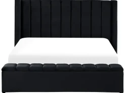 Seng med opbevaringsbænk NOYERS Velour Sort 180 x 200 cm