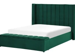 Seng med opbevaringsbænk NOYERS Velour Smaragdgrøn 140 x 200 cm