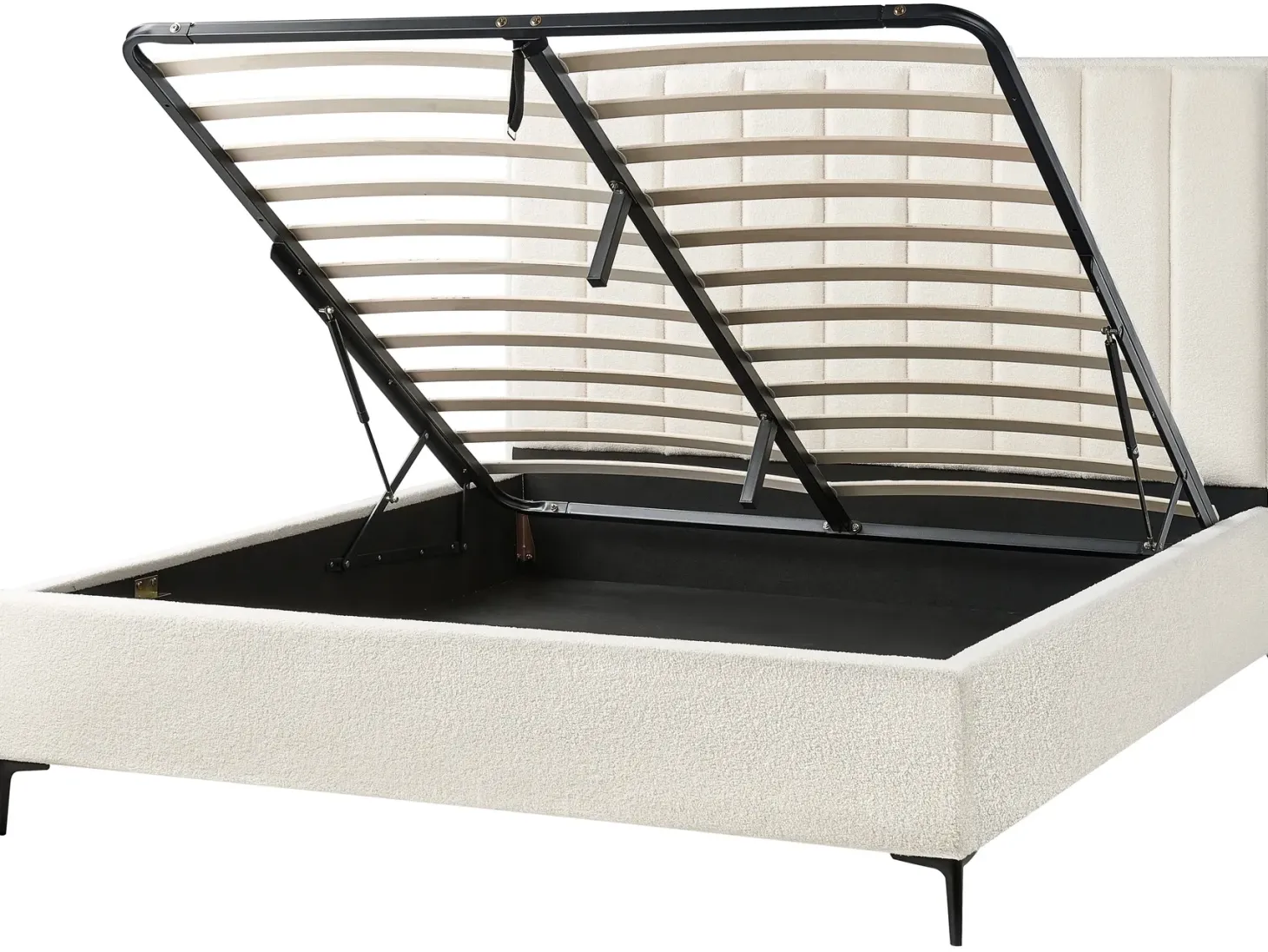 Seng med opbevaring SEZANNE Boucle Cremehvid 180 x 200 cm