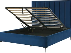 Seng med opbevaring SEZANNE Velour Navy Blå 140 x 200 cm