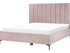 Seng med opbevaring SEZANNE Velour Lyserød 180 x 200 cm