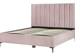 Seng med opbevaring SEZANNE Velour Lyserød 180 x 200 cm