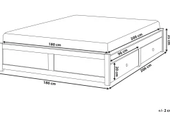 Seng med opbevaringsskuffer uden sengegavl BRUX Hvid 180 x 200 cm