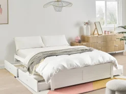 Seng med opbevaringsskuffer uden sengegavl BRUX Hvid 180 x 200 cm