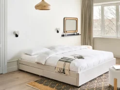 Seng med opbevaringsskuffer uden sengegavl PRADES Lys Beige 180 x 200 cm