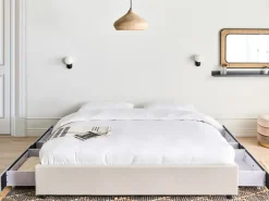 Seng med opbevaringsskuffer uden sengegavl PRADES Lys Beige 180 x 200 cm
