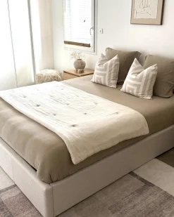 Seng med opbevaring uden gavl DINAN Lys Beige 160 x 200 cm