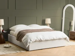 Seng med opbevaring uden gavl DINAN Boucle Cremehvid 140 x 200 cm
