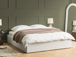 Seng med opbevaring uden gavl DINAN Boucle Cremehvid 160 x 200 cm