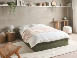 Seng med opbevaring uden gavl DINAN Boucle Mørkegrøn 140 x 200 cm