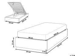 Seng med opbevaring uden gavl Boucle DINAN 90 x 200 cm Brungrå