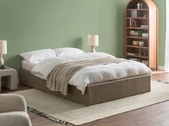 Seng med opbevaring uden gavl DINAN Boucle Brungrå 140 x 200 cm
