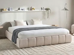 Seng med opbevaring uden gavl GENAS Lys Beige 180 x 200 cm