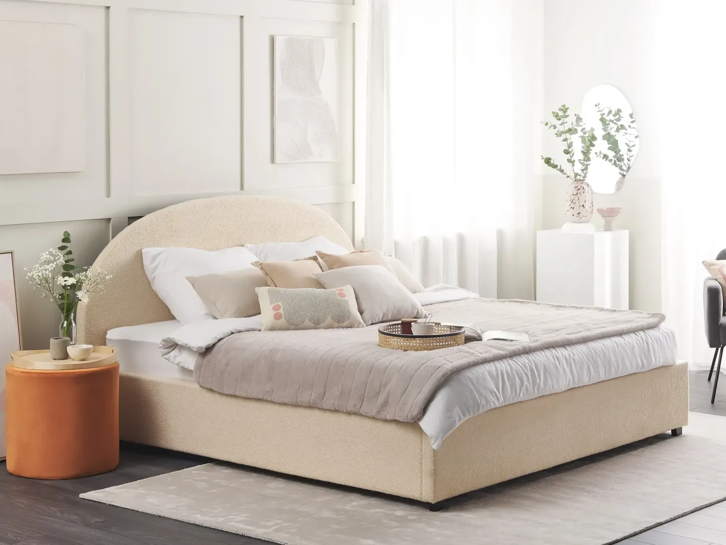 Seng med opbevaring VAUCLUSE Boucle Beige 180 x 200 cm
