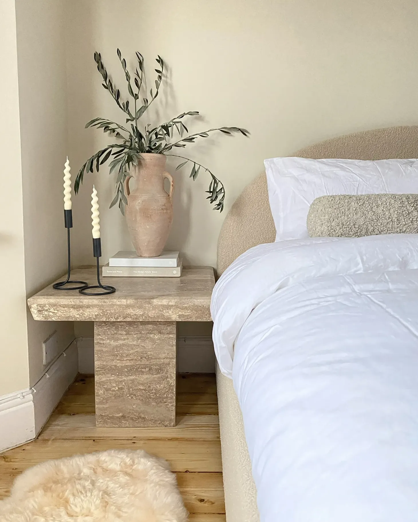 Seng med opbevaring VAUCLUSE Boucle Beige 180 x 200 cm