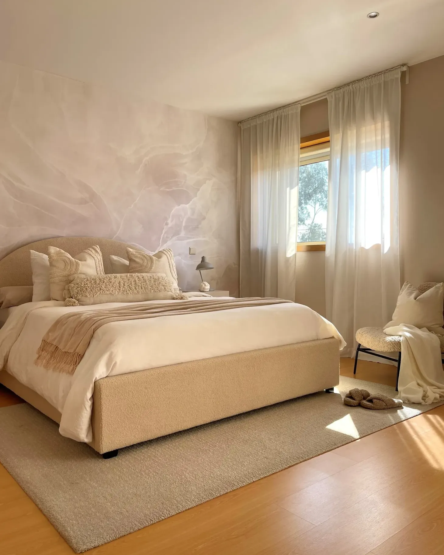 Seng med opbevaring VAUCLUSE Boucle Beige 180 x 200 cm