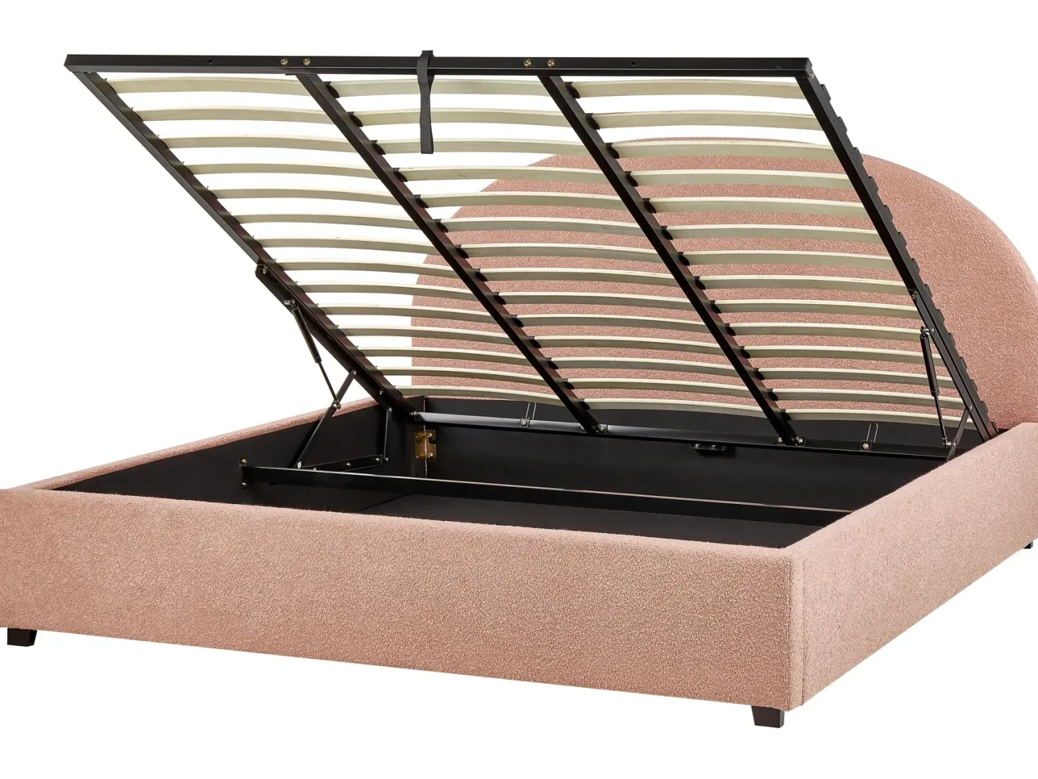 Seng med opbevaring VAUCLUSE Boucle Pastellrosa 180 x 200 cm