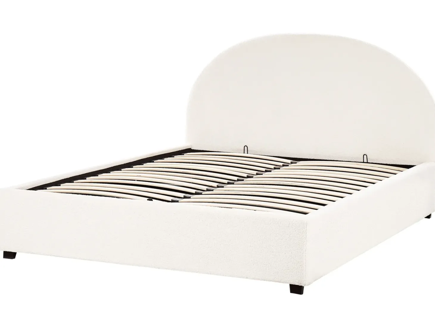 Seng med opbevaring VAUCLUSE Boucle Cremehvid 160 x 200 cm