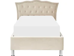 Seng med opbevaring Velour METZ 90 x 200 cm Beige