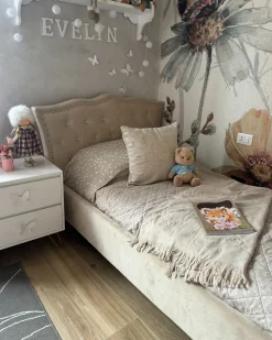 Seng med opbevaring Velour METZ 90 x 200 cm Beige