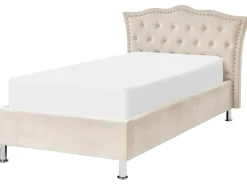 Seng med opbevaring Velour METZ 90 x 200 cm Beige