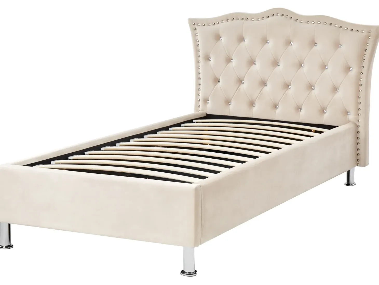 Seng med opbevaring Velour METZ 90 x 200 cm Beige