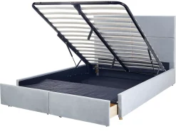 Seng med opbevaring VERNOYES Velour Lysegrå 160 x 200 cm