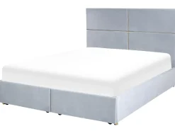 Seng med opbevaring VERNOYES Velour Lysegrå 160 x 200 cm