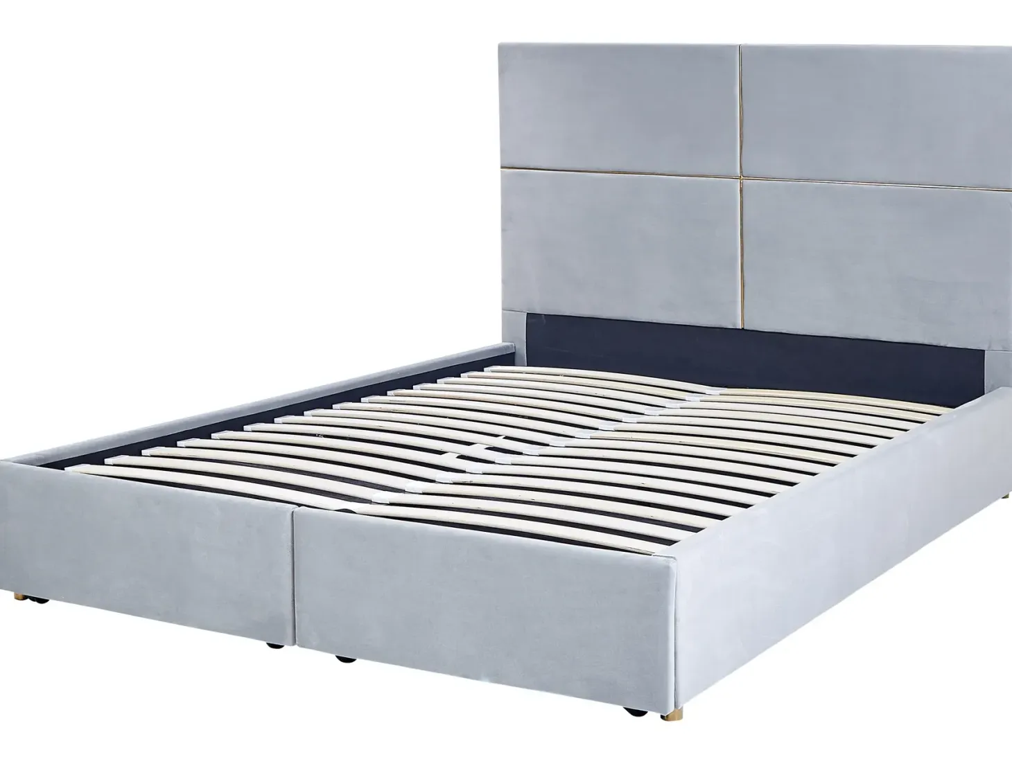 Seng med opbevaring VERNOYES Velour Lysegrå 160 x 200 cm
