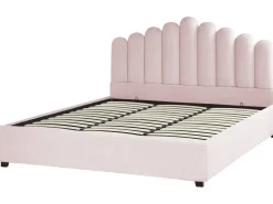 Seng med opbevaring VINCENNES Velour Pastellrosa 180 x 200 cm