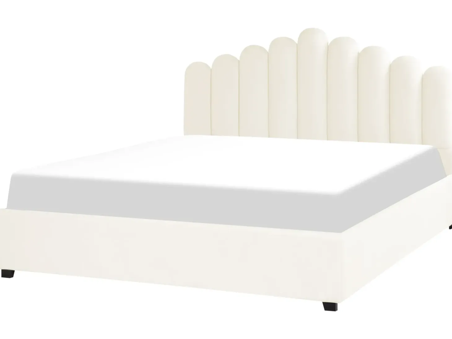 Seng med opbevaring VINCENNES Velour Cremehvid 180 x 200 cm