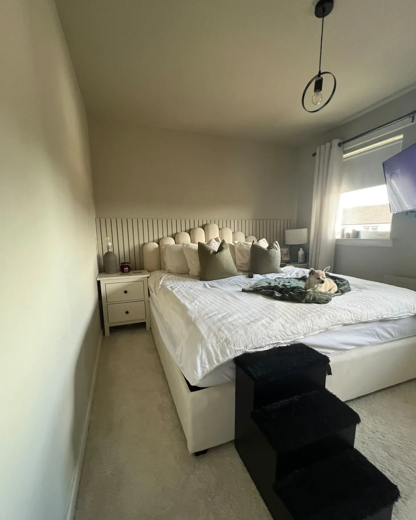 Seng med opbevaring VINCENNES Velour Cremehvid 180 x 200 cm