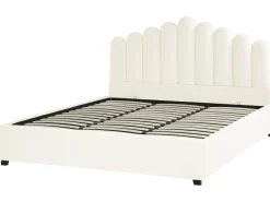 Seng med opbevaring VINCENNES Velour Cremehvid 180 x 200 cm
